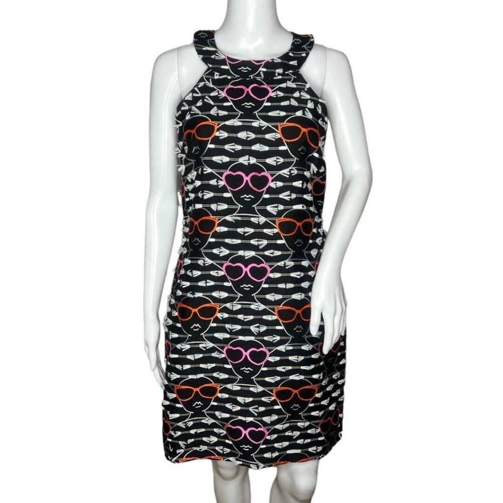 Anthropologie Hutch Dress Women Small Black White Sunglasses Shift Dress Novelty